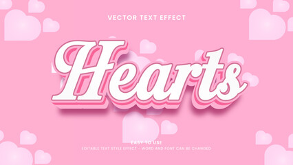 editable text effect hearts 3d style premium vector