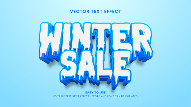 editable text effect winter sale 3d style premium vector