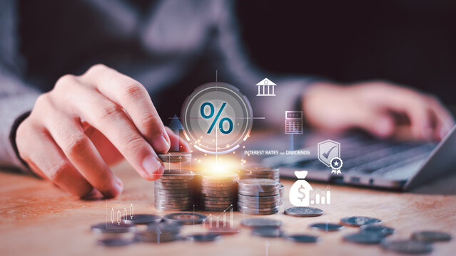 Investment strategy ,interest rate optimization concept for maximizing passive income ,financial returns ,visual represents dividend planning, economic growth, money management digital financial