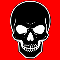 Re skull icon logo, tattoo, sticker halloween isolated red background