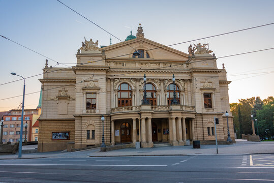 Sunrise at J.K. Tyl Theatre in Pilsen, Czech republic