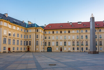 Obraz premium Sunset view of third Courtyard of Prague Castle in Czech republi