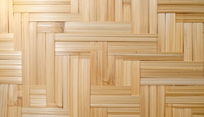 Fototapeta premium Light beige woven wood paneling