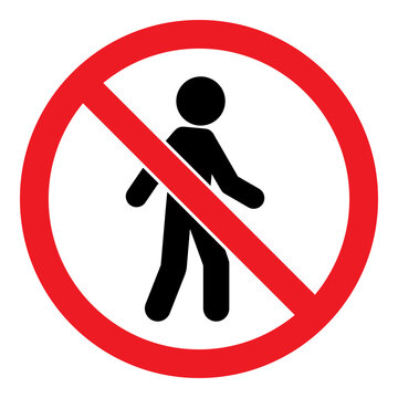 Red no entry or authorised personnel only sign with generic stick person and prohibited symbol vector
