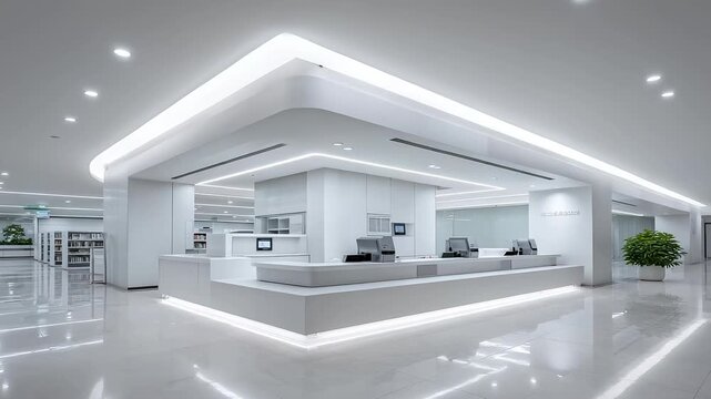 Modern Minimalist White Reception Hall Display
