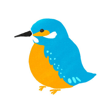 スタンプ風のカワセミのイラスト