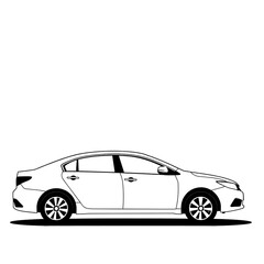 Fototapeta premium black silhouette icon of a sedan car on white