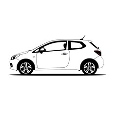 Obraz premium black white icon of hatchback car on white 