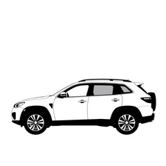 Fototapeta premium black-white icon icon of SUV on white