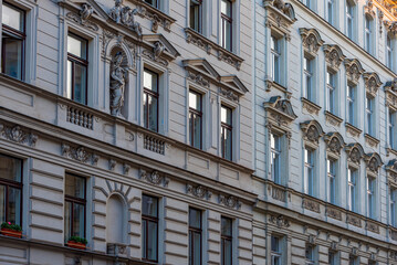 Obraz premium Colourful houses at Vinohrady district of Prague, Czech republic