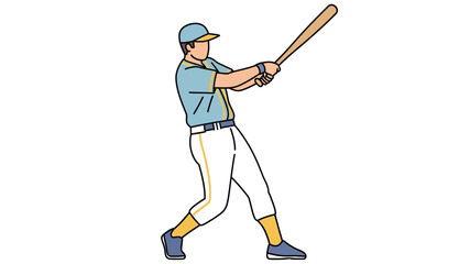 Vector illustration of a baseball player in the act of swinging a bat, showcasing dynamic sports action and athletic performance in a clean graphic style
