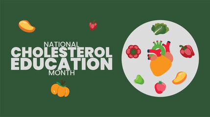 National Cholesterol Education Month, Heart Health and Awareness design templet