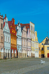 Obraz premium Colourful houses at historical square in Telc, Czech republic