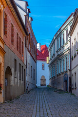 Colourful street at old town of Znojmo in Czech republic