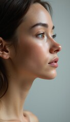 Fototapeta premium Elegant profile of a young woman with radiant skin
