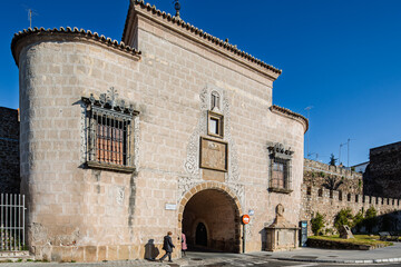 Obraz premium Plasencia, Spain, Jan 9 2015, Historic Puerta de Trujillo in Coria, Extremadura, Spain