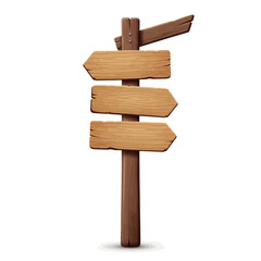 Detailed illustration of a wooden signpost with multiple directional arrows, indicating various routes.