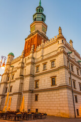 Fototapeta premium Sunrise view of Town Hall in Poznan in Poland