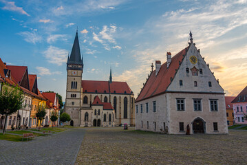 Fototapeta premium Sunset view of the main square in Bardejov, Slovakia