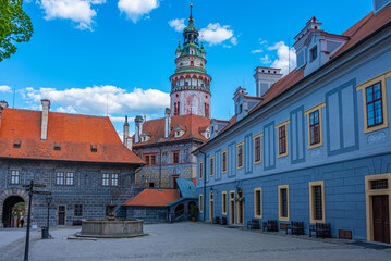 Courtyard of the castle at Cesky Krumlov in Czech republic