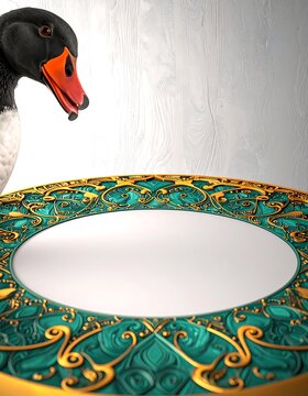 A decorative plate with a duck