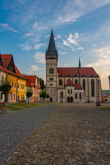 Fototapeta premium Sunset view of the main square in Bardejov, Slovakia