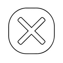 Obraz premium Minimalist Outline Close or Wrong Icon in Rounded Square 