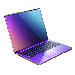 3d modern laptop with gradient screen isolated on transparent background