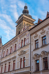 Obraz premium Facade of the main square in Ceske Budejovice, Czech republic