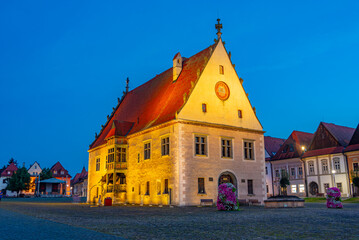 Fototapeta premium Night view of the main square in Bardejov, Slovakia