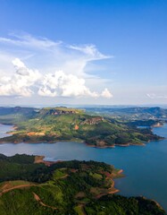 Aerial view of a lake and mountains (1)