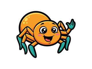 halloween 3d funny cartoon spider personage isolated  on white background