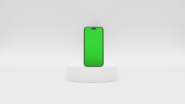 Apple phone 16 Pro Display Mockup Against White Background with Green Screen