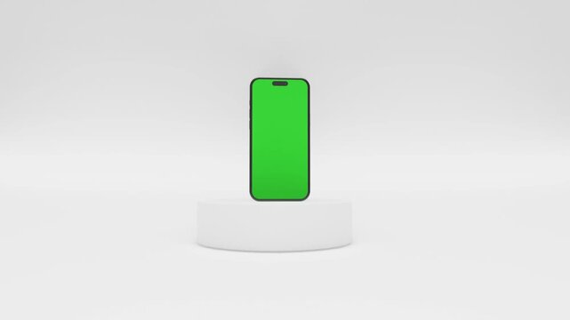 Apple phone 16 Pro Display Mockup Against White Background with Green Screen