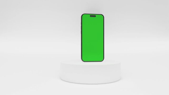 Apple phone 16 Pro Display Mockup Against White Background with Green Screen
