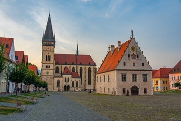 Obraz premium Sunset view of the main square in Bardejov, Slovakia