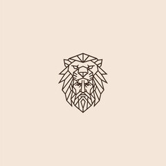 Obraz premium Line art Hercules lion head logo design.