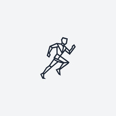 Line art running man logo design.
