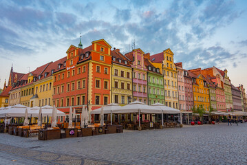 Obraz premium Colourful houses at Rynek, the picturesque square in central Wro