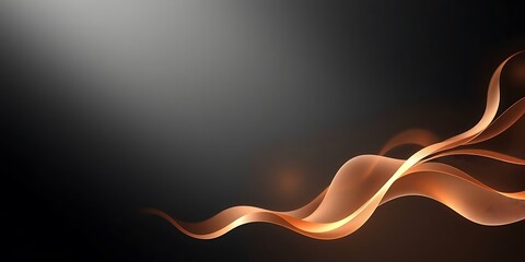 Obraz premium A sleek dark background with a beam of light from the top-left corner and a glowing, flowing orange and brown wave.