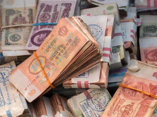 Stacks of Currency Notes from Various Countries
