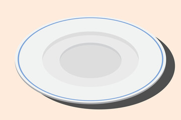 Isometric plate. Empty plate. Isometric cutlery. Isometric tableware. Vector illustration