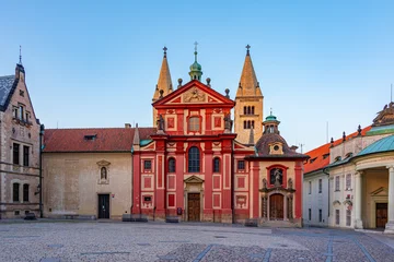 Fototapeten Prag Sunset view of St. George's Convent at Prague castle, Czech repu  © dudlajzov