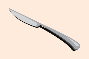 Isometric knife. Shiny knife. Isometric cutlery. Isometric tableware. Vector illustration