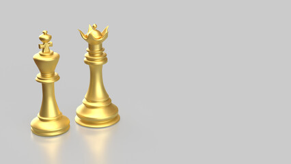 The Gold King and Queen on white Background  3d Rendering.