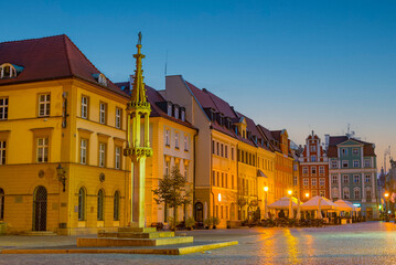 Fototapeta premium Colourful houses at Rynek, the picturesque square in central Wro