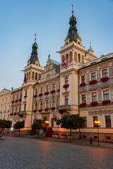 Obraz premium Sunrise view of the historical town hall at Pernstynske namesti