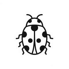 Flat black & white outline of a ladybug