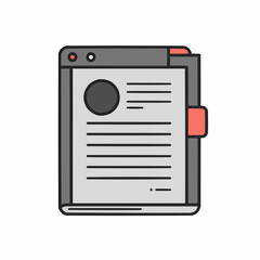 Fototapeta premium Digital notepad icon for school stationery item for a schoolchild 