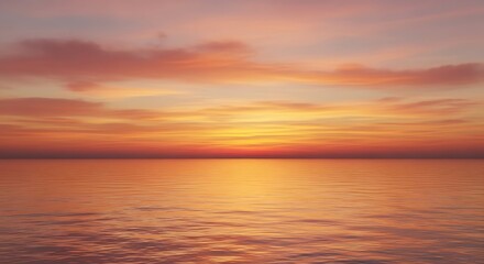 Naklejka premium Vibrant Sunset Over Calm Ocean Waters.
